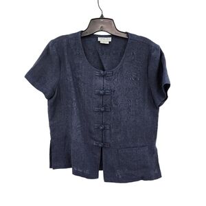 Central Falls Women's Linen Chinese Style Peplum Top - M